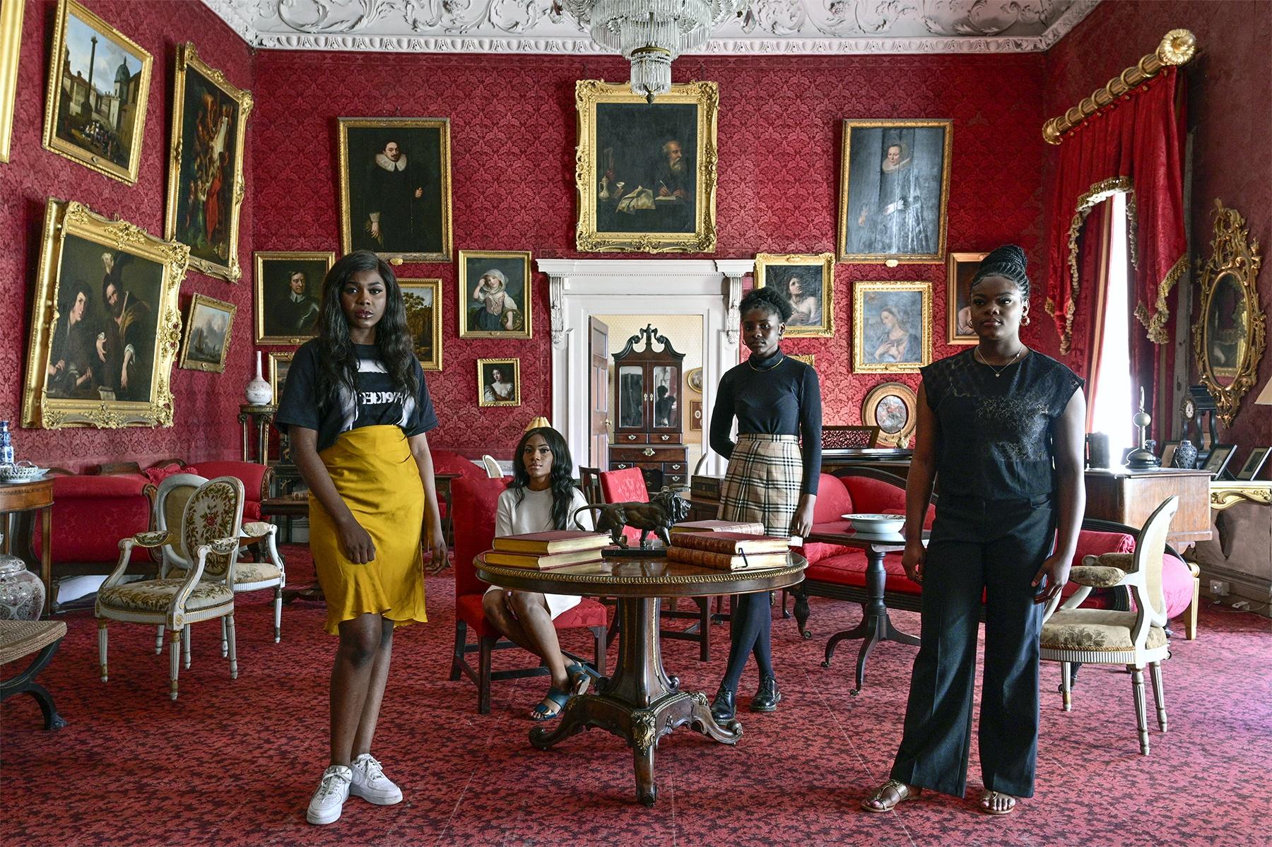 Benedit Akemba, Drucille Akemba, Gabriella Ogwude and Ihuaku Igbosonu inside Newbridge House, Donabate promoting their self developed film This Is What We Call Progress