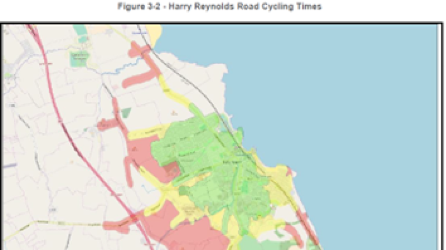 map of cycling times in Balbriggan