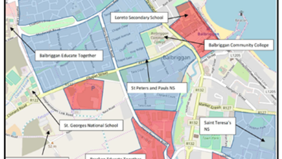 Map showing town landmarks and key sites along the route