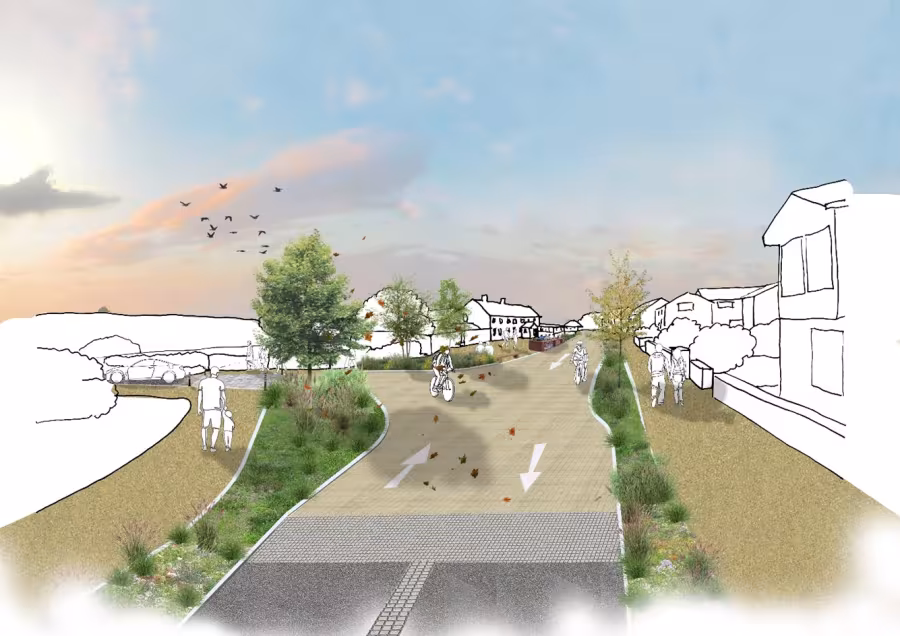 Artist's Impression of Coach Road by school