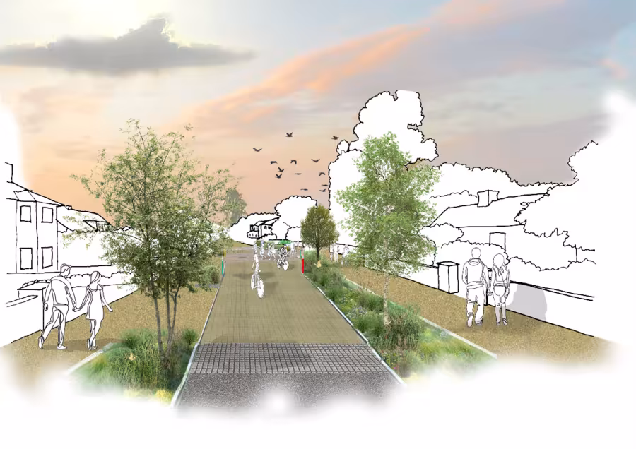 Artist's Impression of Coach Road by school