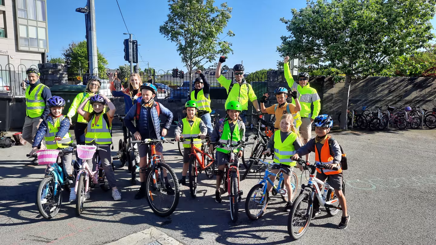 St Marocks National School Parents & Children Cycle Bus arrives at school