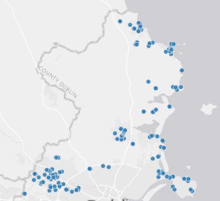 Map view of bike parking spots