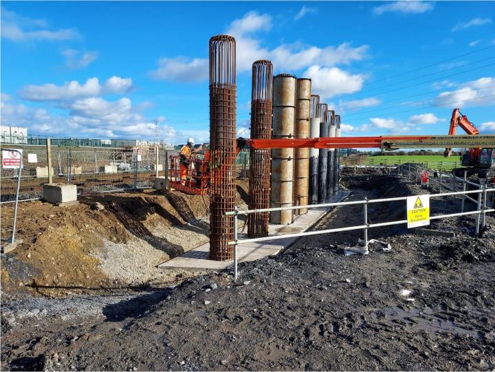 South Abutment Foundation Works and Concrete Column Installation (South of Irish Rail Line)
