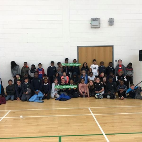 Students of Balbriggan Schools at the final blitz of the Schools Badminton Programme