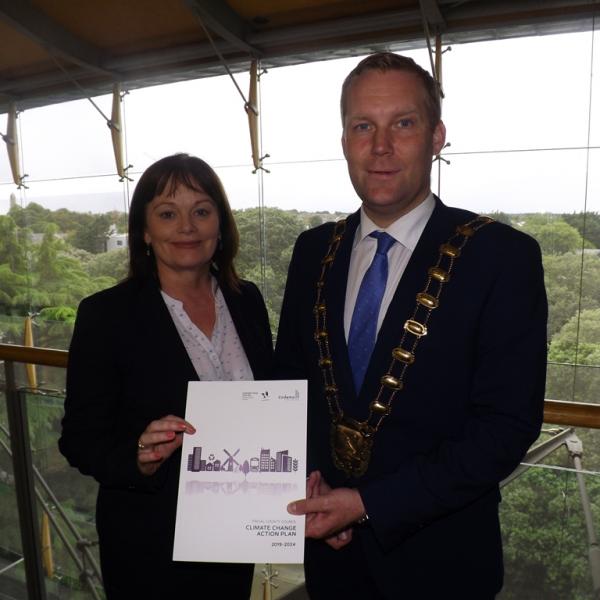 Pictured at the launch of Fingal County Council’s Climate Change Action Plan 2019-2024 are Interim Chief Executive AnnMarie Farrelly and Mayor of Fingal Cllr Eoghan O’Brien.