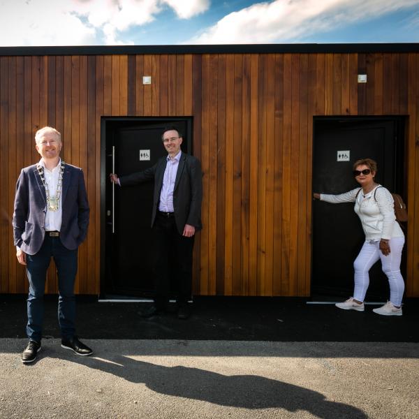 Mayor and councillors outside the new toilet block at Millennium Park
