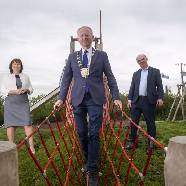 Skerries playground mayor on climbing frame