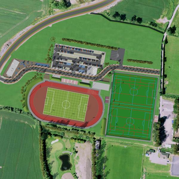 Aerial view of the ballymastone recreational hub