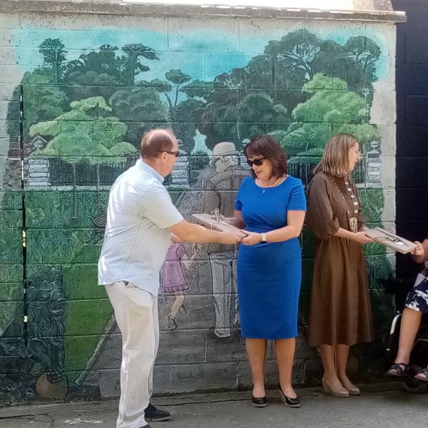Chief Executive and Guests at the Rush Mural 