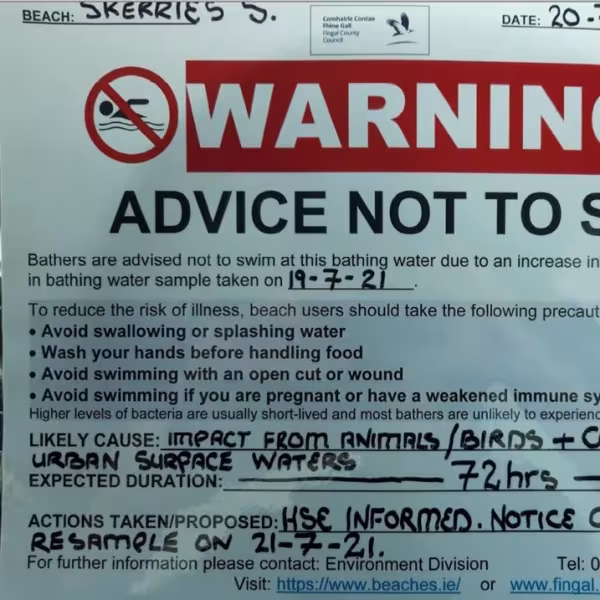 Advice Not To Swim Warning Notice