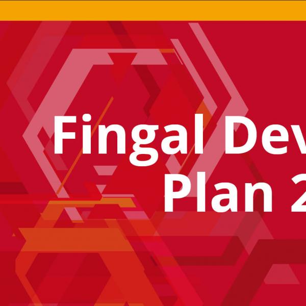 Fingal Development Plan cover image white text on red background