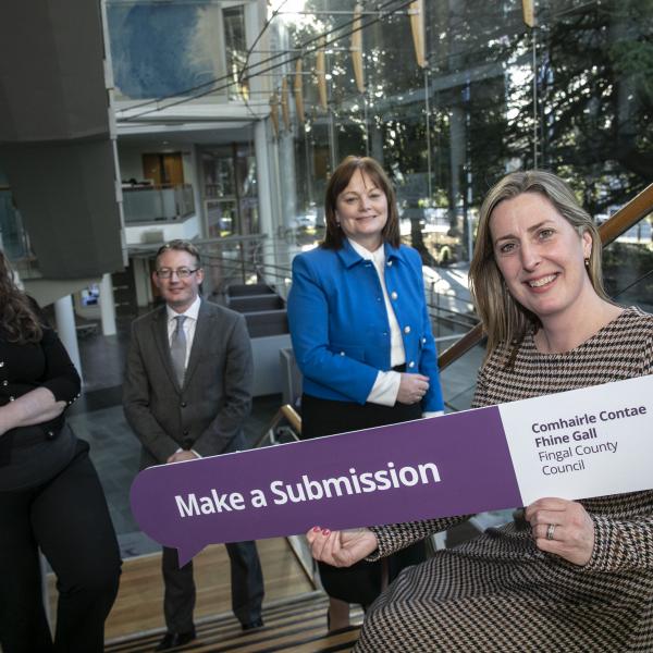 Matthew McAleese Director of Planning and Strategic Infrastructure, Chief Executive AnnMarie Farrelly, Roisin Burke, Senior Planner,  and Mayor of Fingal Cllr Seána Ó Rodaigh