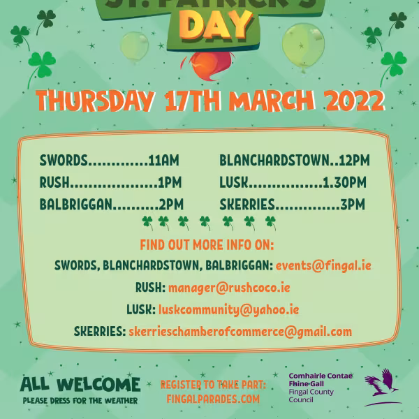 St Patrick's Day Parade Timetable