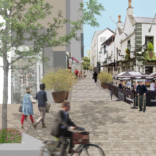 A Computer Generated Images of how Main Street will be transformed under the Sustainable Swords Strategy