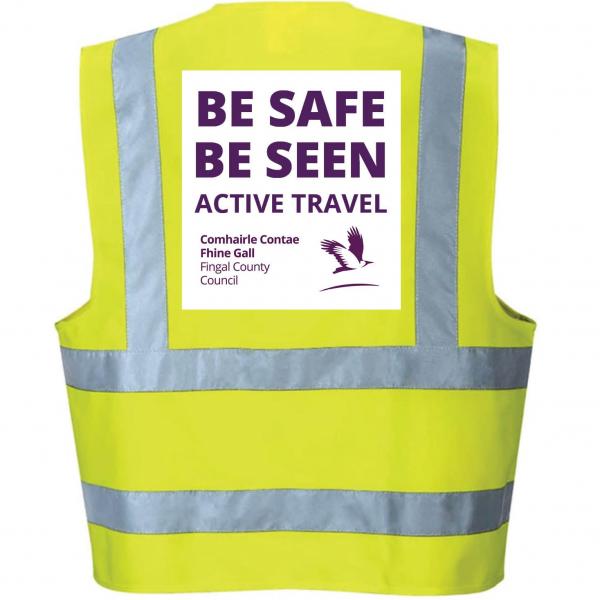 hi visibility vest with text be safe be seen printed on back