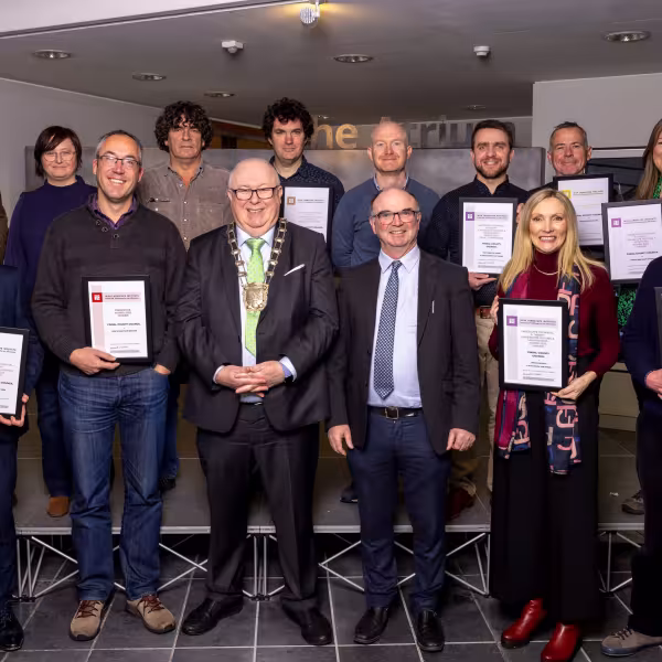 Mayor of Fingal Cllr Howard Mahony, alongside Kevin Halpenny, Senior Parks Superintendent, and Fingal County Council's  Nine Award Winning Teams at the Irish Landscape Institute Awards.