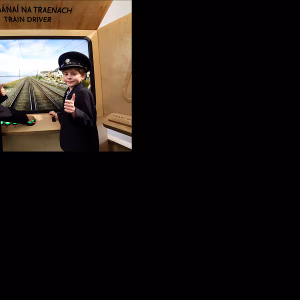 Pupils from St Andrew's and Oliver Plunkett's Schools in Malahide enjoying driving a train