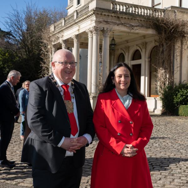 Mayor of Fingal Cllr Howard Mahony with Minister Catherine Martin at the Launch.JPG