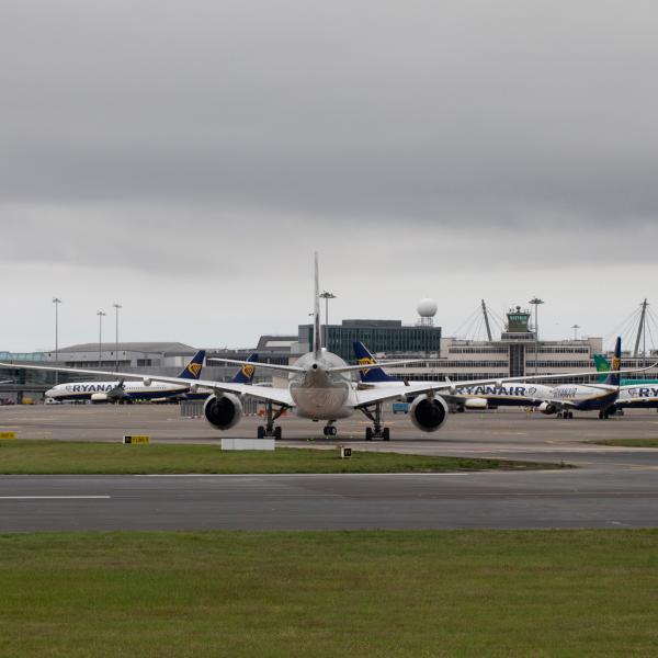 Parked aircraft at Dublin Airport