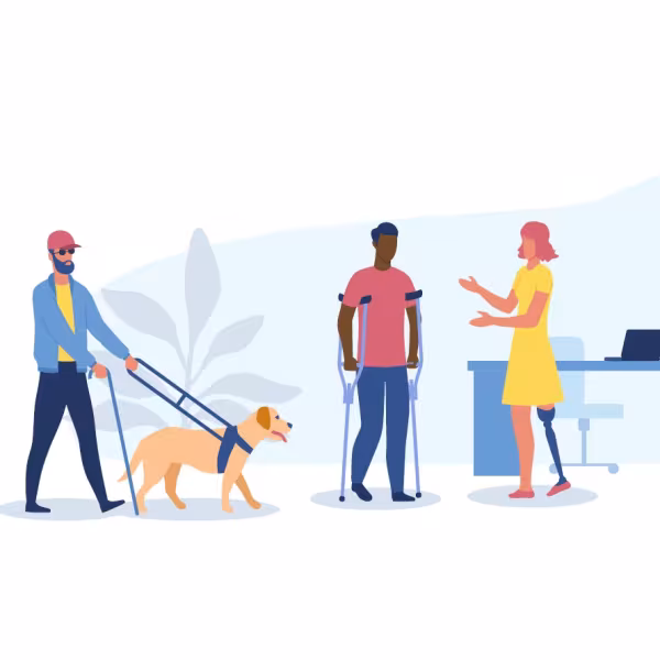 illustration of people with a variety of types of disability