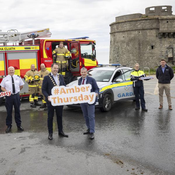 fire service guards and fingal staff standing next to emergency vehicles