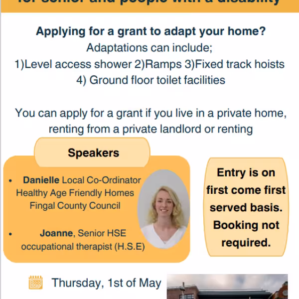 grant information poster for senior and people with a disability