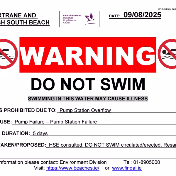  “Do Not Swim” signs at Rush South and Portrane beaches.
