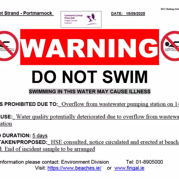 Do not swim Portmarnock 15th September 