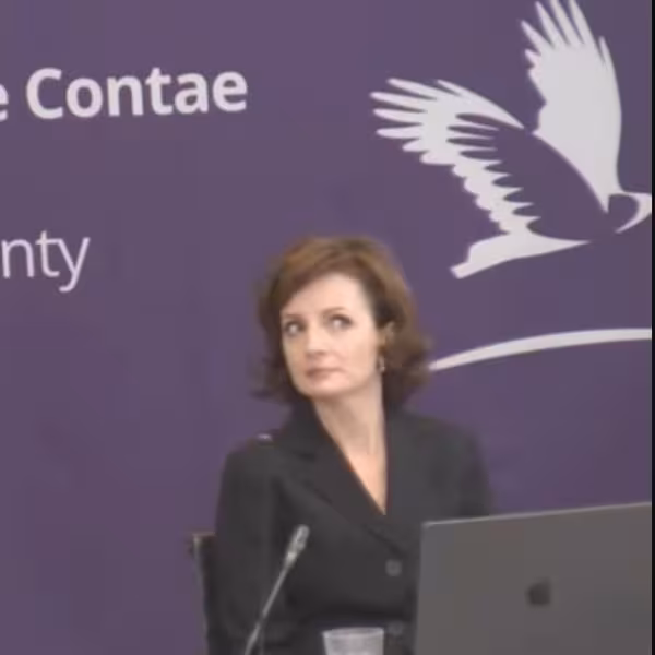 Gareth Sheridan and Maria Steen pictured during Special Council Meeting