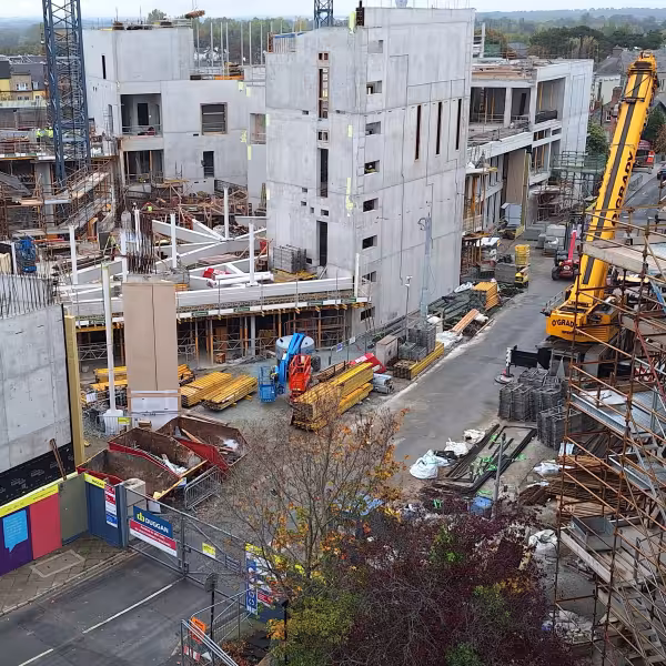 Aerial photo of Culture House construction site from October 2025