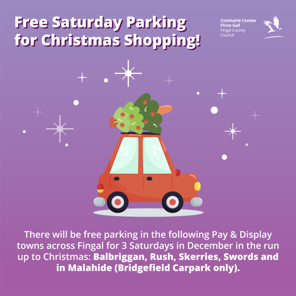 Free Saturday parking in a number of Fingal towns in the run up to Christmas