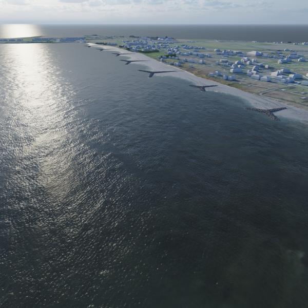 Computer Generated Image of the groynes proposed for The Burrow Beach, Portrane