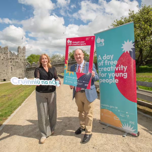 Cruinniú na nÓg 2026 launch with County Librarian Lilian Whelan & Mayor Tom O'Leary
