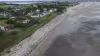 Aerial image of Portrane Beach showing coastal erosion defences