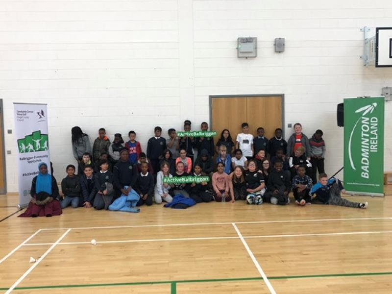 Students of Balbriggan Schools at the final blitz of the Schools Badminton Programme