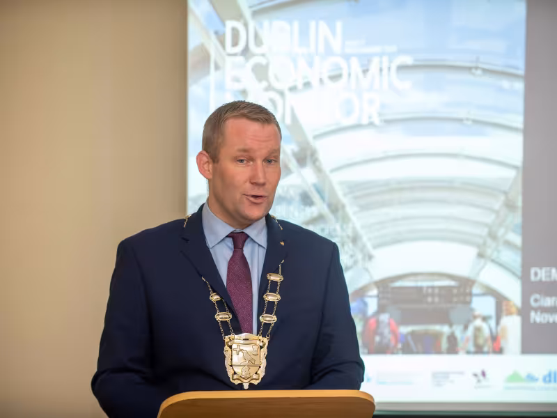 Mayor of Fingal Cllr Eoghan O’Brien launches the 19th edition of the Dublin Economic Monitor at Newbridge House in Donabate.