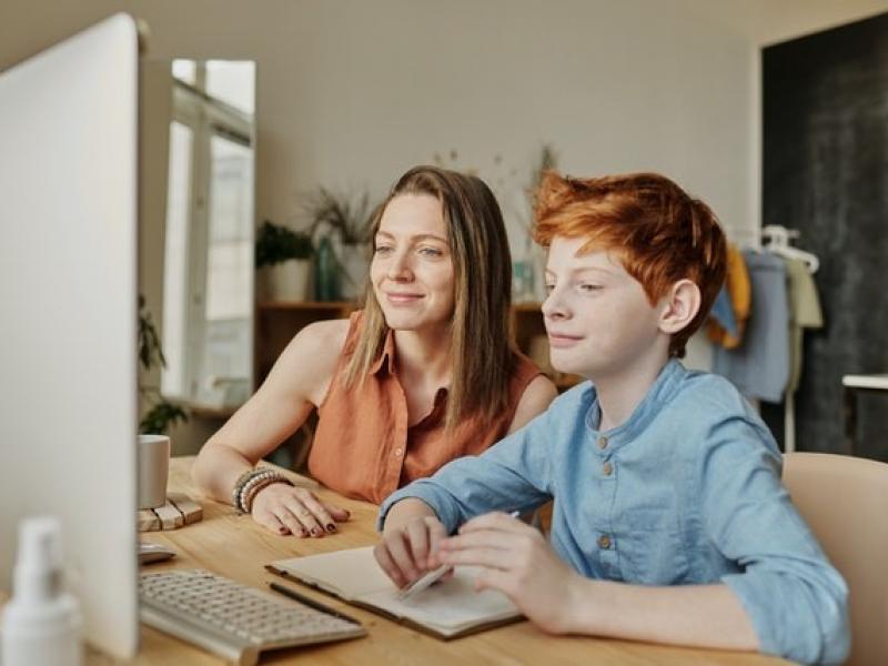 Image of 2 people looking at computer