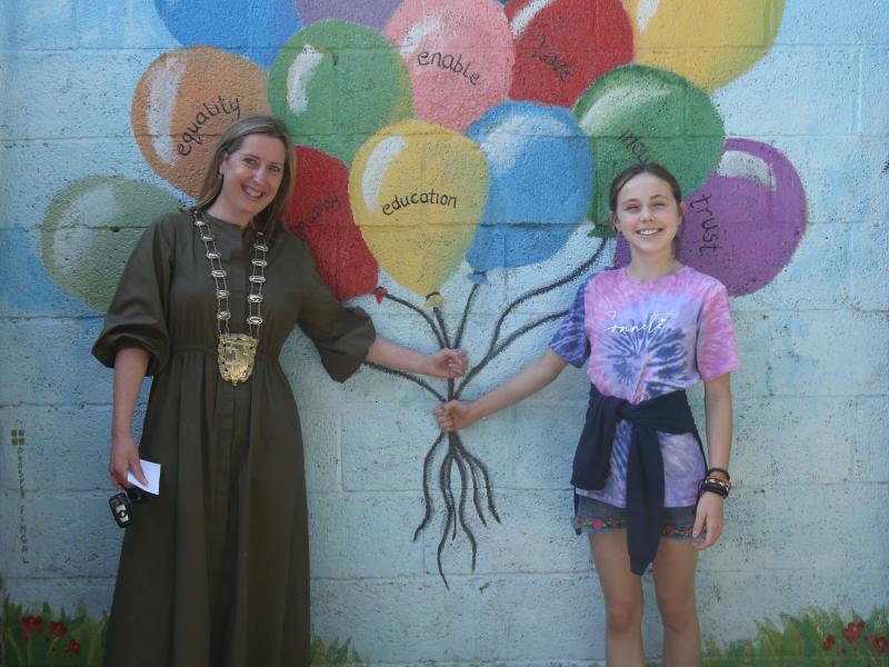 Mayor of Fingal at Rush Mural class=