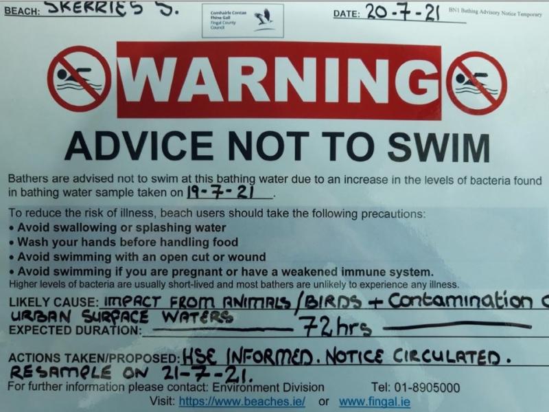 Advice Not To Swim Warning Notice