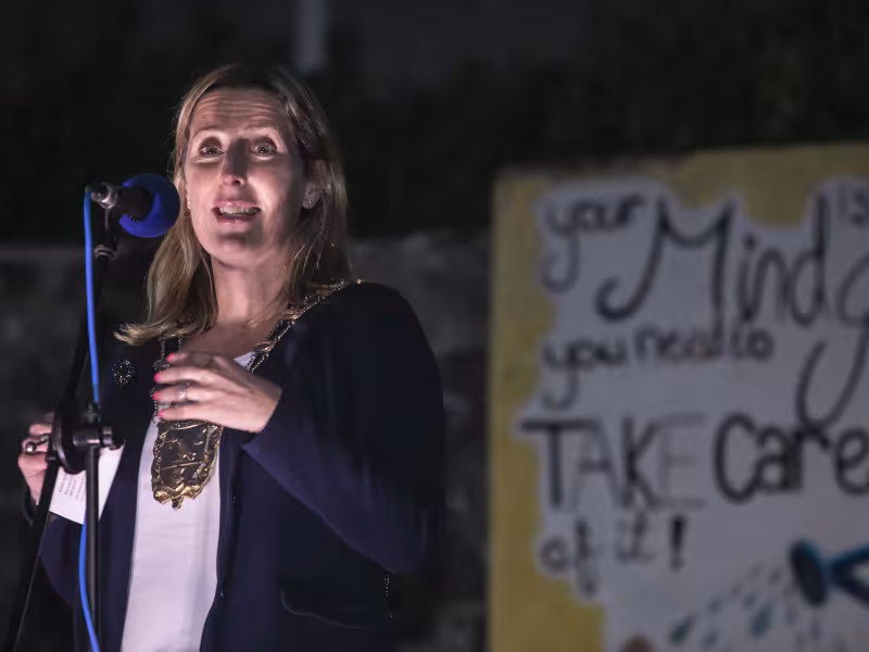 Mayor of Fingal, Cllr. Seána Ó Rodaigh speaking on stage