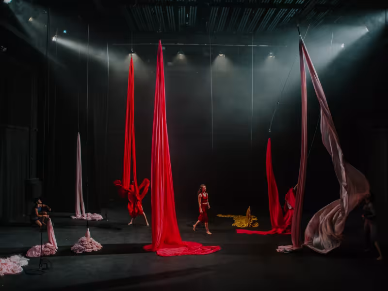 Emily Aoibheann Sorry Gold 2019 on stage with red drapes