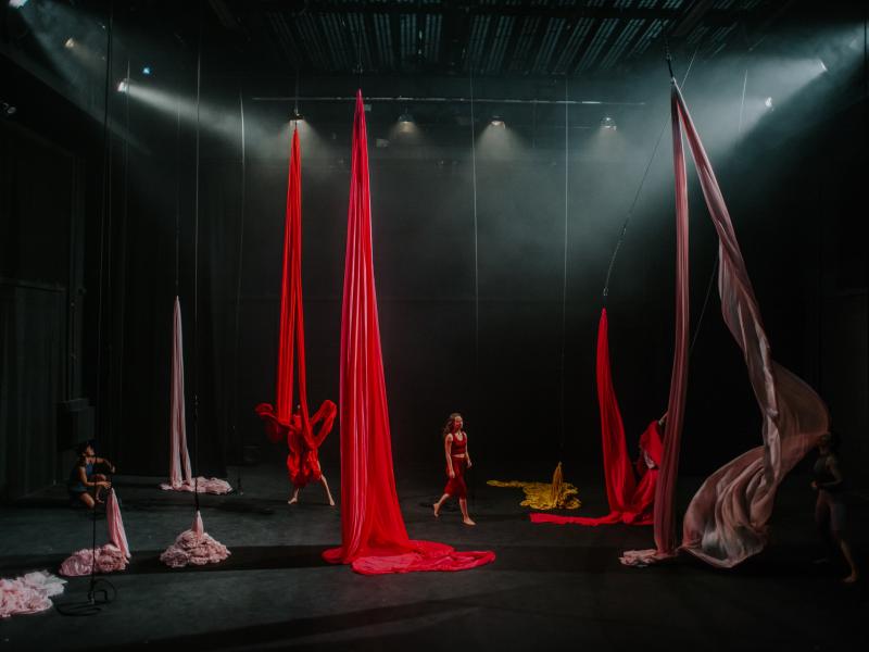 Emily Aoibheann Sorry Gold 2019 on stage with red drapes