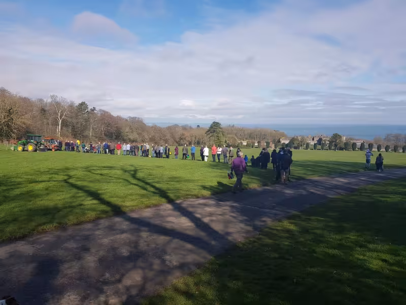 Members of the public queuing for free trees in Ardgillan Demesne in 2019 