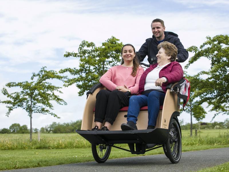 Residents of Marymount Care Home try out a Cycling Without Age trishaw