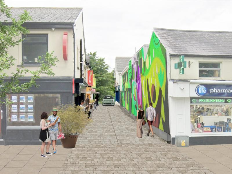A Computer Generated Image of how Main Street will be transformed under the Sustainable Swords Strategy