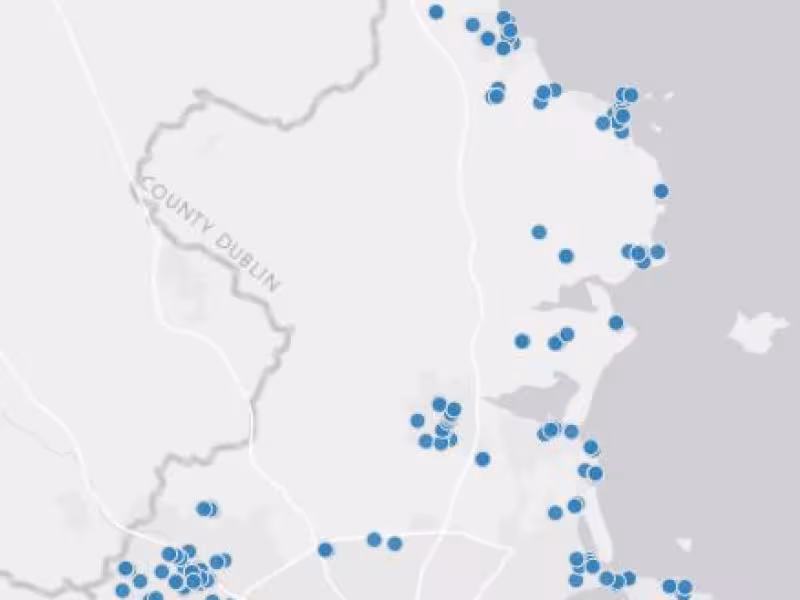 Map view of bike parking spots