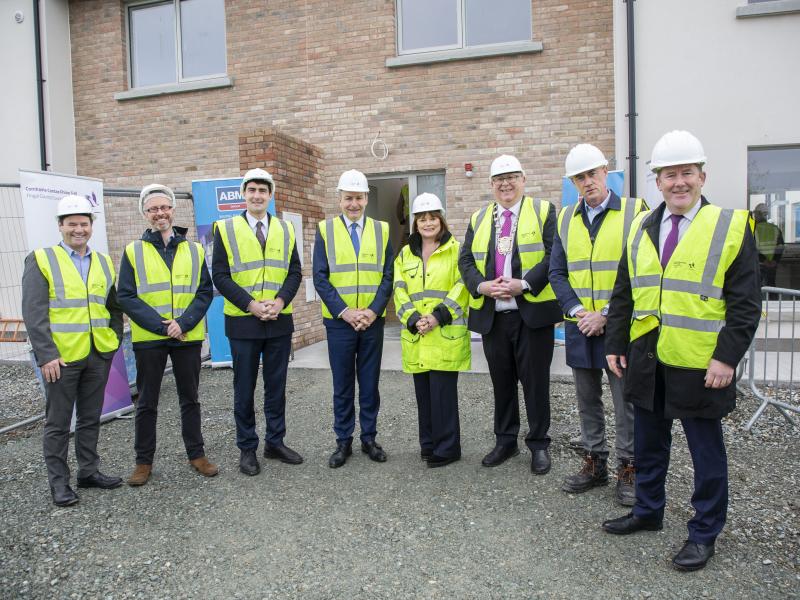Pictured during the Housing Briefing at Church Fields in Dublin 15 on November 1, 2022 were (from left): Paul Donnelly TD, Minister Roderic O'Gorman, Minister Jack Chambers, An Taoiseach Michéal Martin, AnnMarie Farrelyy, Chief Executive, Fingal County Council; Cllr Howard Mahony, Mayor of Fingal;  Robert Burns Director of Housing and Community Development, Fingal County Council; Minister Darragh O'Brien.