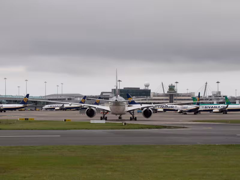 Parked aircraft at Dublin Airport