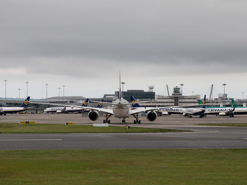 Parked aircraft at Dublin Airport